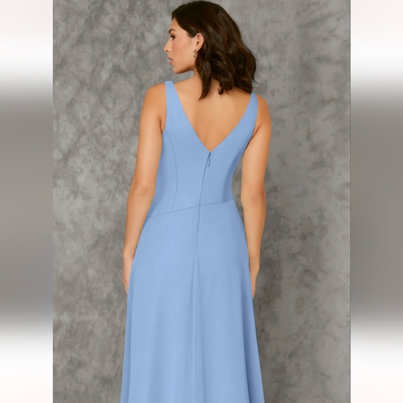 🆕Azazie Steel Blue Sleeveless Maxi Dress - Picture 6 of 12